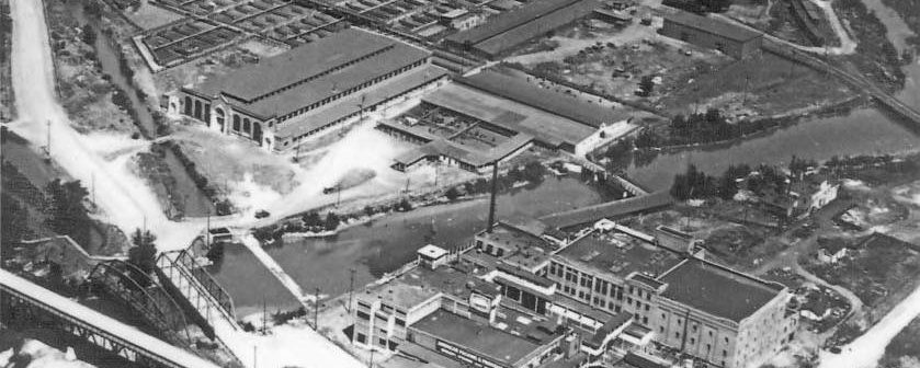 Aerial photo of the Ogden Union Stockyards - from Weber State University special collections