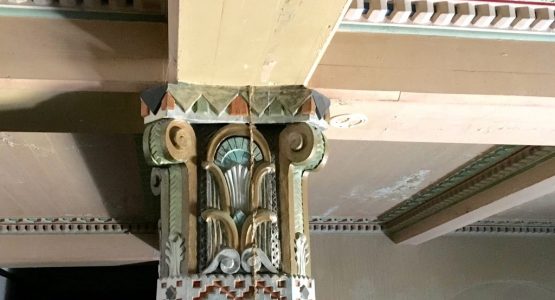 Column detail in lobby of the Ogden Union Stockyards Exchange Building. Photo credit www.Evalogue.Life - Tell Your Story, taken in 2017