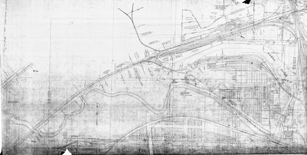 Year? Aerial site map of the Ogden Union Stockyards. Thank you to Don Strack for generously sharing this photo, part of his extensive gallery.