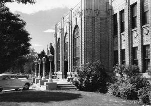 Mid-century cars parked in front of the Ogden Union Stockyard Exchange Building. Thank you to Don Strack for generously sharing this photo, part of his extensive gallery.